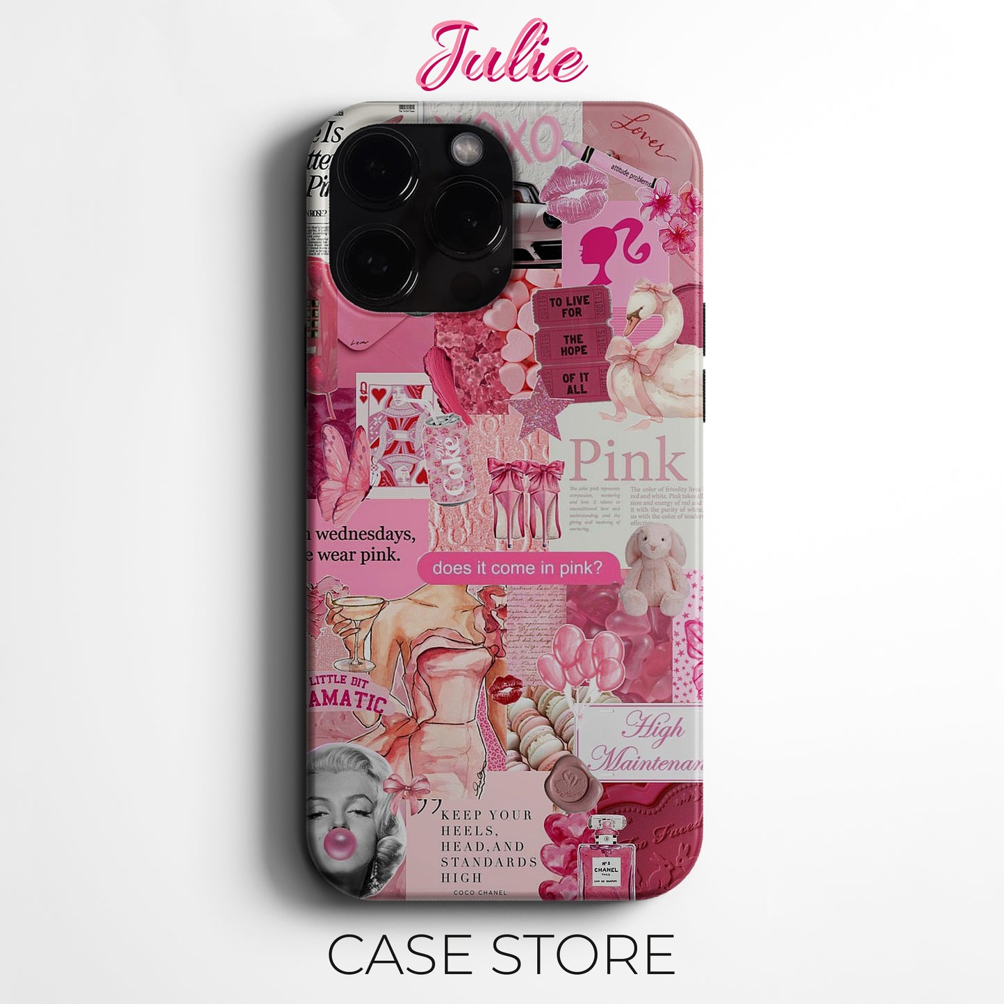 Julie Case "Pink Paradise Collage" Tasarım Telefon Kılıfı – Manifesting Serisi