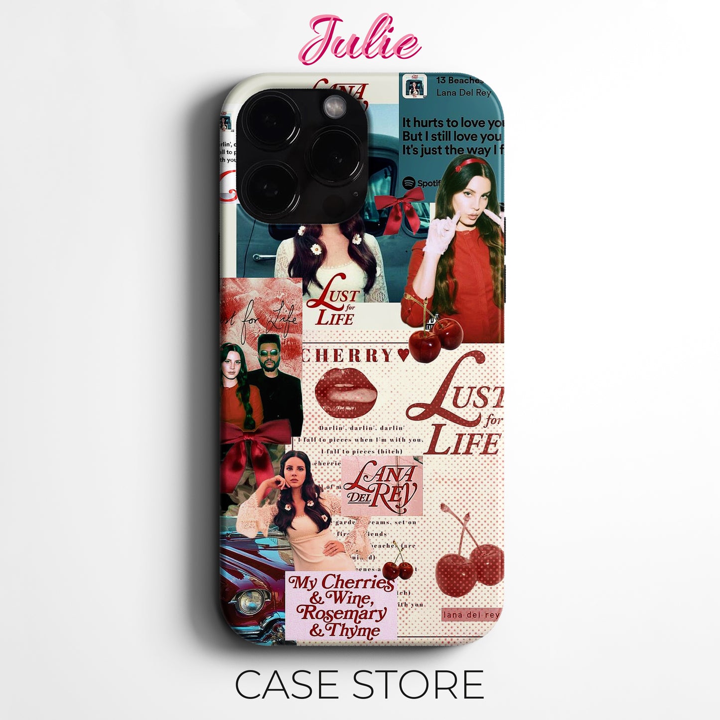 Julie Case "Lana Del Rey Cherry" Tasarım Telefon Kılıfı – Manifesting Serisi