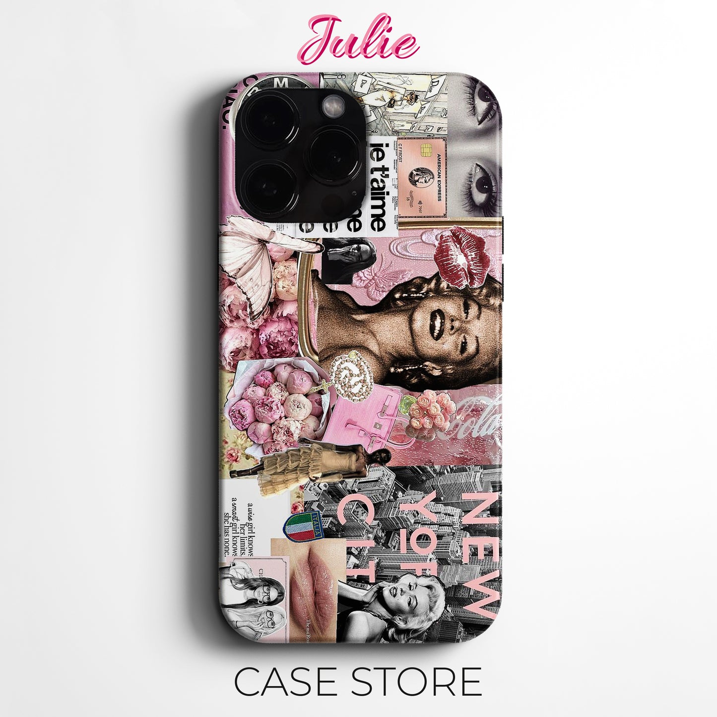 Julie Case "Luxury Pink Collage" Tasarım Telefon Kılıfı – Ana sayfa Serisi