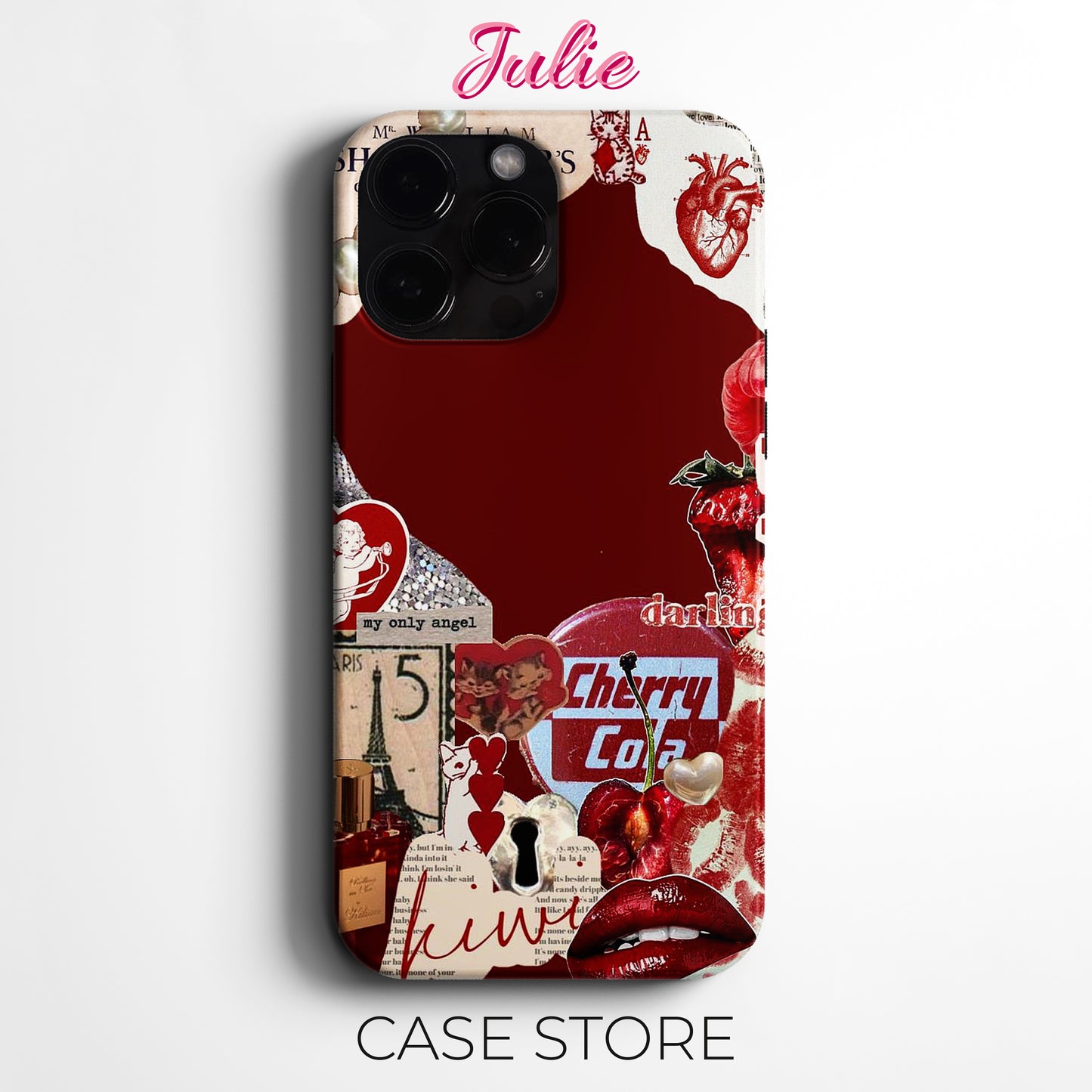 Julie Case "Red Love Collage" Tasarım Telefon Kılıfı – Manifesting Serisi