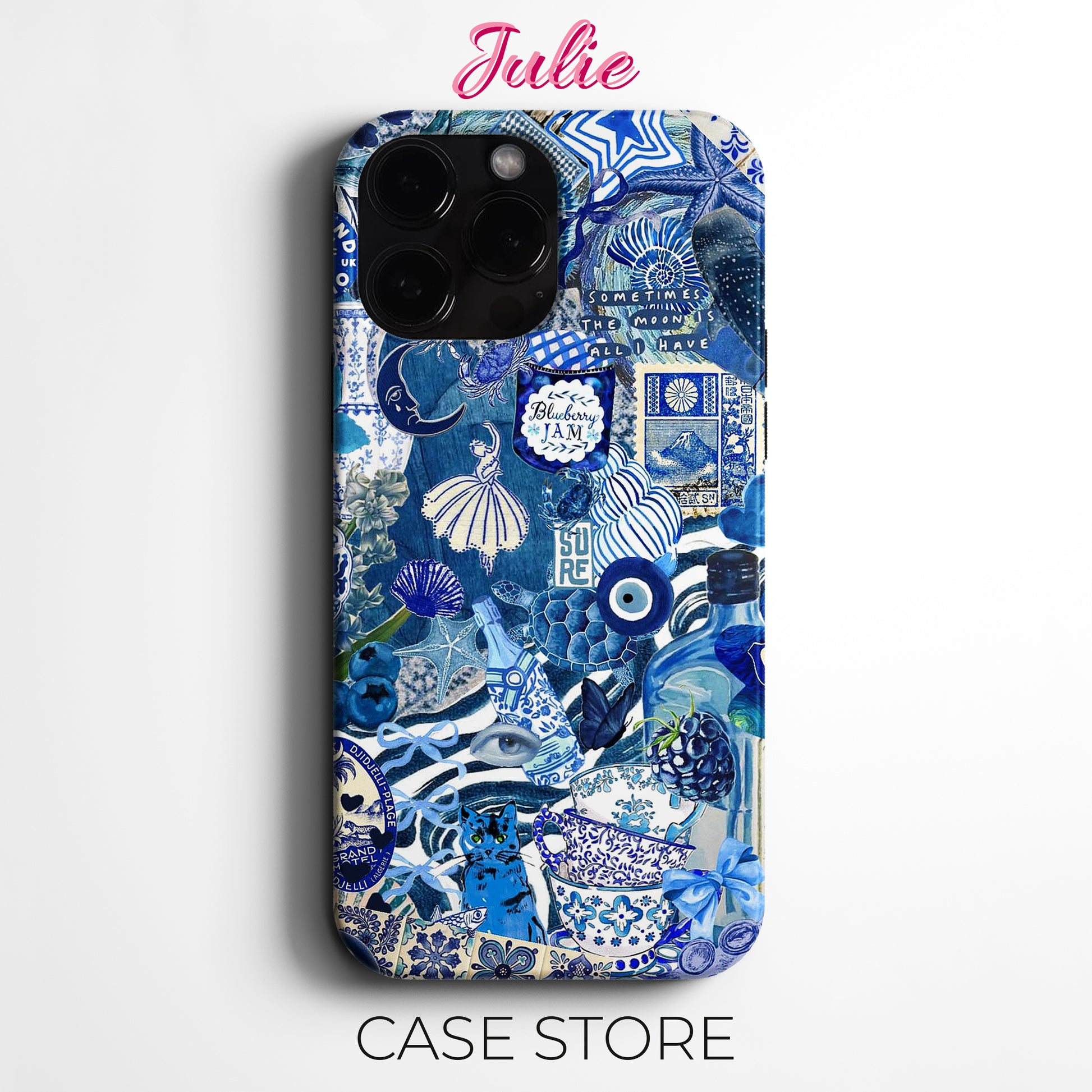 Julie Case "Blue Ocean Collage" Tasarım Telefon Kılıfı – Manifesting Serisi