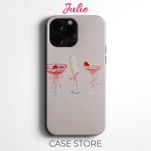 Julie Case "Pink Cocktail Glasses" Tasarım Telefon Kılıfı – Manifesting Koleksiyonu