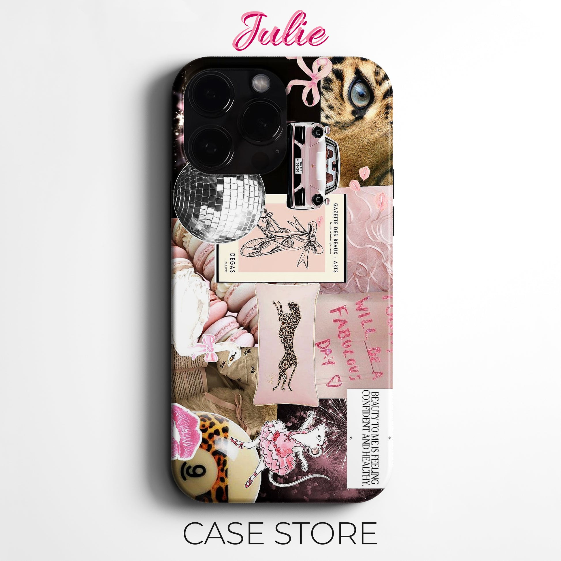 Julie Case "Pink Leopard Vibes" Tasarım Telefon Kılıfı – Manifesting Koleksiyonu